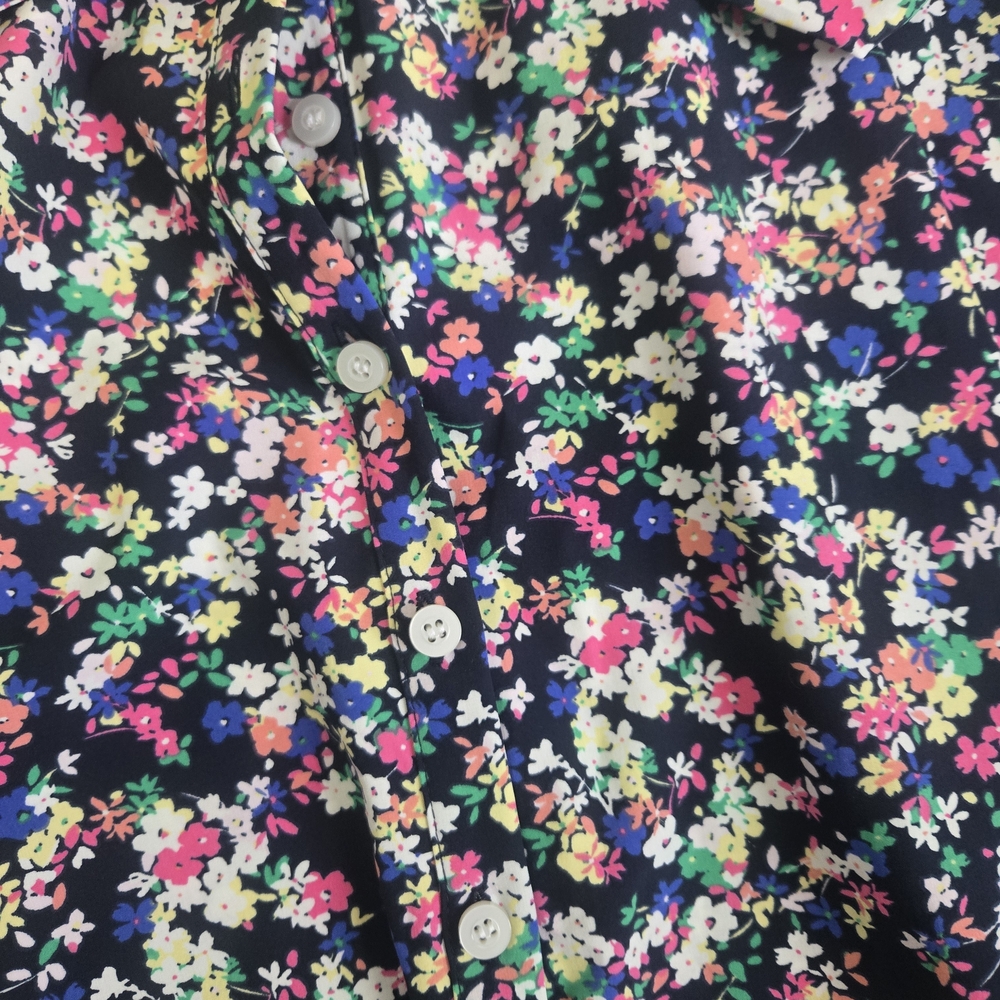 Floral Sleeveless Midi Dress - Navy with Multi-Color Blossoms - Picture 4 of 7